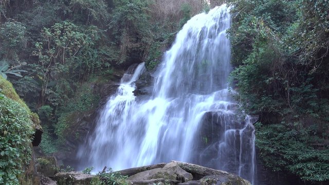 Beautiful waterfall, Mountain stream running over rocks in Chiang mai, Thailand. 