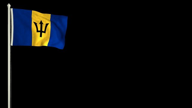 Barbadian flag waving in the wind with PNG alpha channel for easy project implementation.