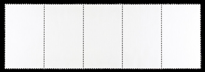 Blank Postage Stamps Strip of Five