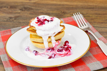 Tasty Pancakes with Cranberry Stack