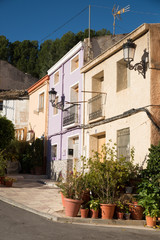 Fototapeta na wymiar Costa Blanca village street with whitewashed facades
