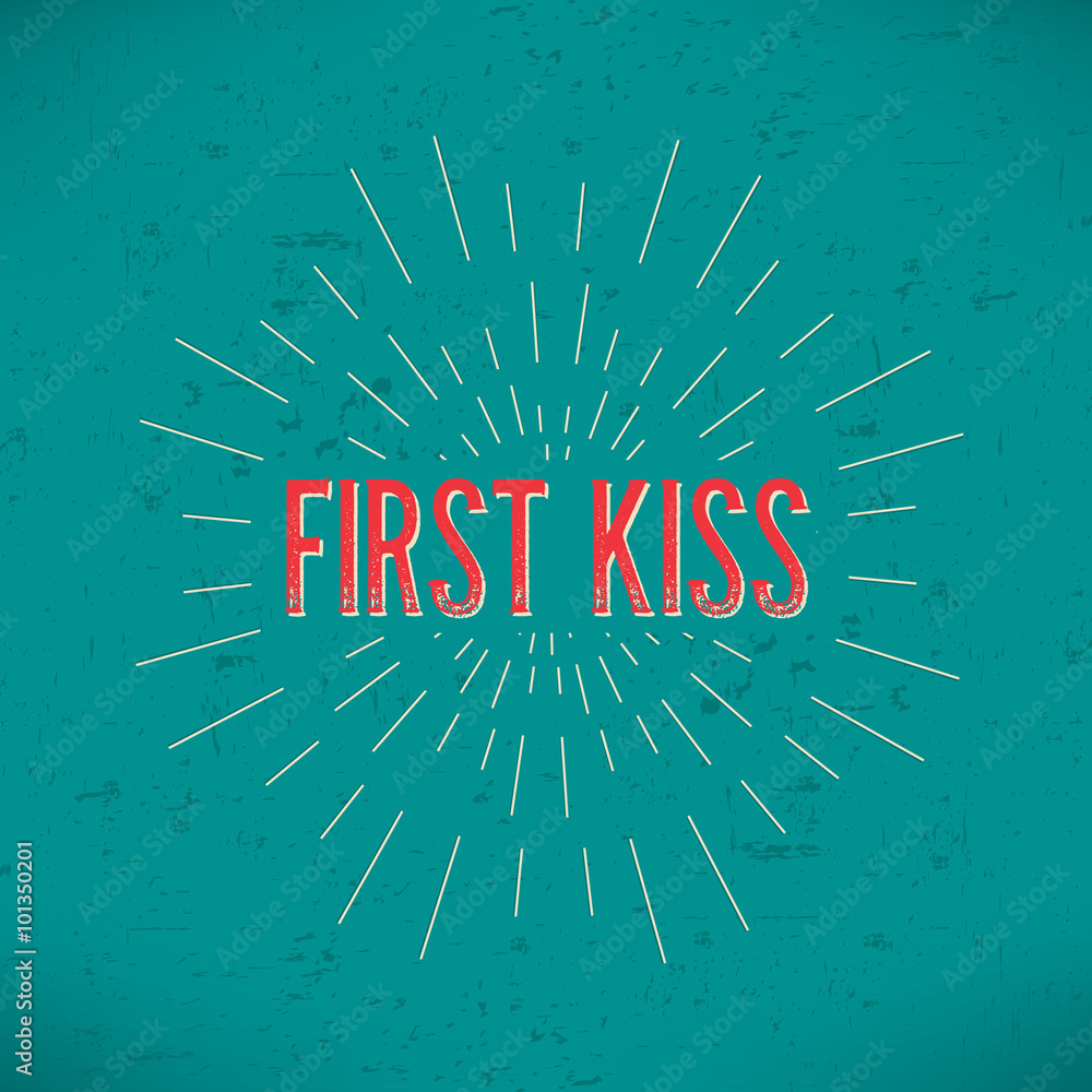 Aufkleber abstract creative concept vector design layout with text - first kiss. for web and mobile icon isola