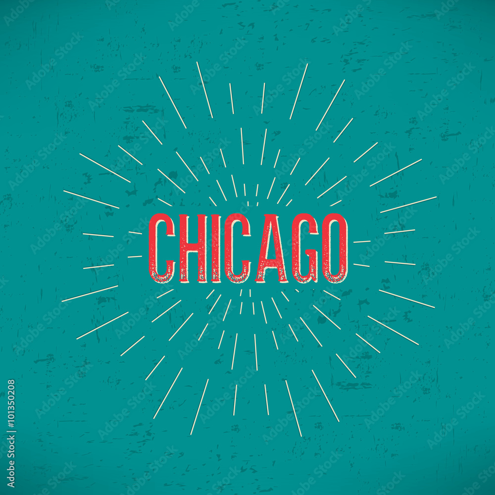 Aufkleber abstract creative concept vector design layout with text - chicago. for web and mobile icon isolated