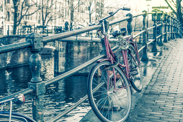 Amsterdam canal and bicycles