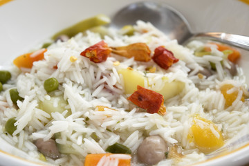 basmati ricewith vegetable minestrone