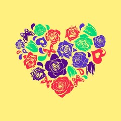 vector floral heart for valentines day. Vector illustration