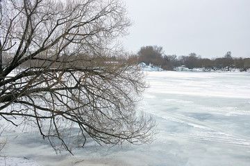 Frozen River And Boat