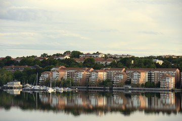 Fototapeta na wymiar Stockholm embankment with boats.
