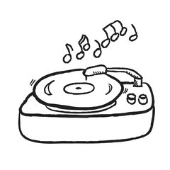 doodle turntable record player with  LP