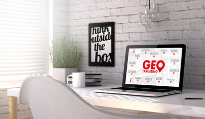 Geo targeting on the screen laptop