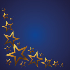 Gold stars on a blue background vector