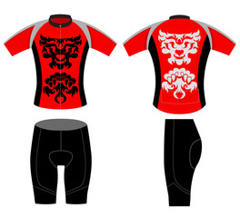 Sports cycling vest tattoo lion style vector design on a white background
