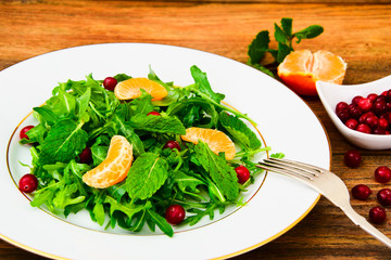 Salad of Arugula, Mandarin and Pomegranate