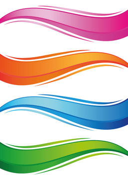 Waves of colorful banners set, illustration