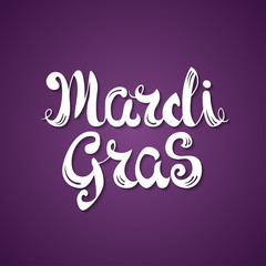 Mardi Gras celebration poster with calligraphy text
