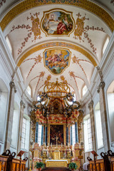 Fototapeta na wymiar Ebersmunster Abbey Cathedral majestic interior