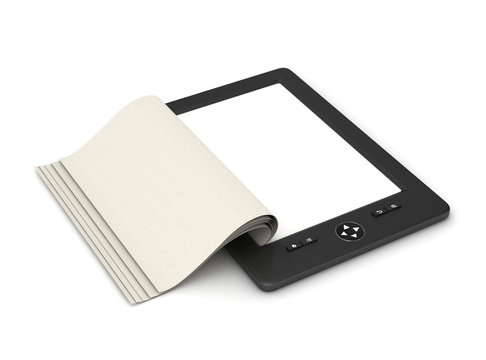  e-book reader tablet with pages isolated