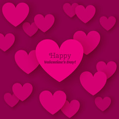 Greeting Card Happy Valentine's Day with flat hearts