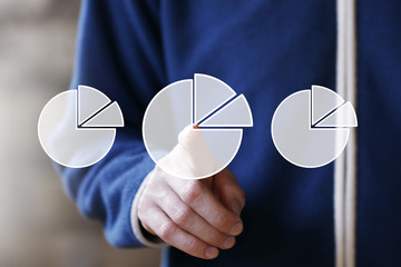 Man with chart online business icon diagrams