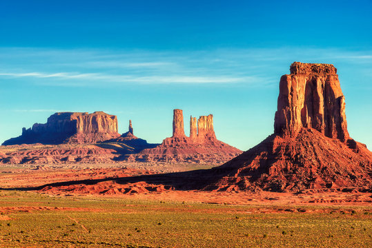 Iconic Monument Valley at sunrise, Arizona - Utah