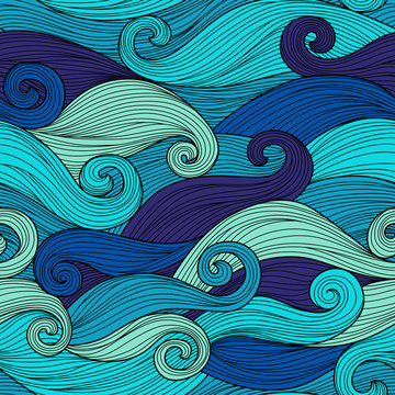 Vector seamless pattern with abstract waves