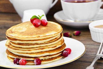 Tasty Pancakes with Cranberry Stack