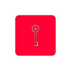 A flat icons for web, which shows a key symbol on a red background.
