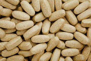 nutrition supplements, brown vitamin pills - obrazy, fototapety, plakaty