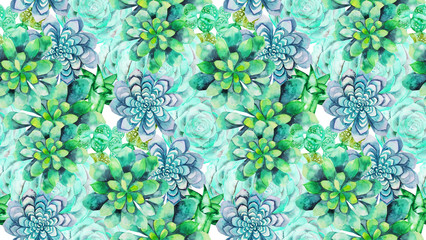 Watercolor succulent pattern