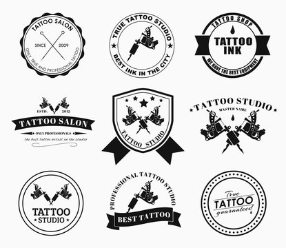 Naklejki Set tattoo logos of different styles