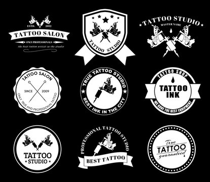 Set tattoo logos of different styles