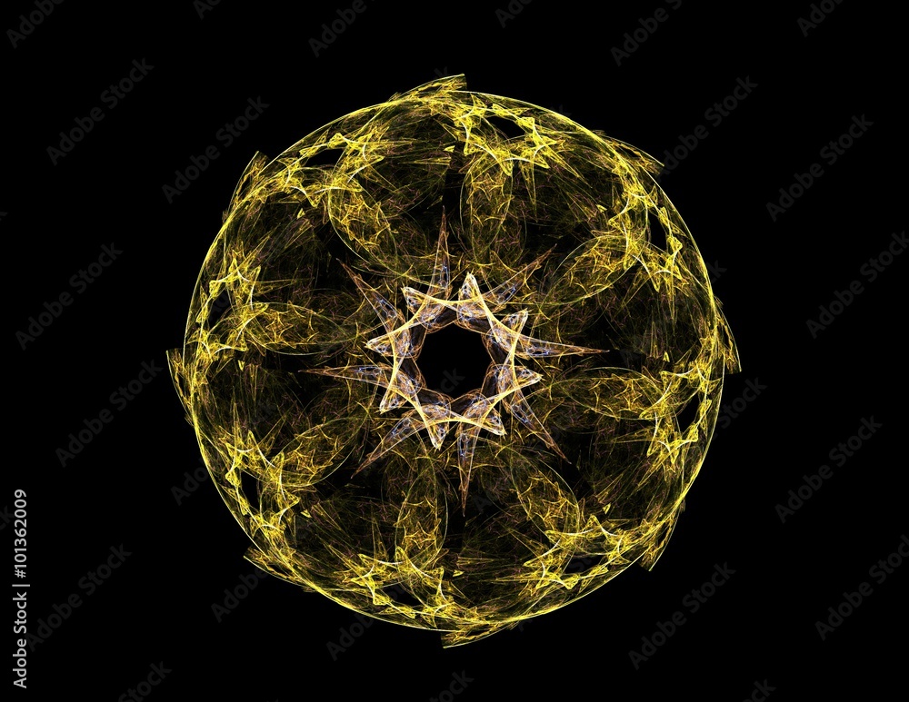 Poster elementary particles series. interplay of abstract fractal forms on the subject of nuclear physics s