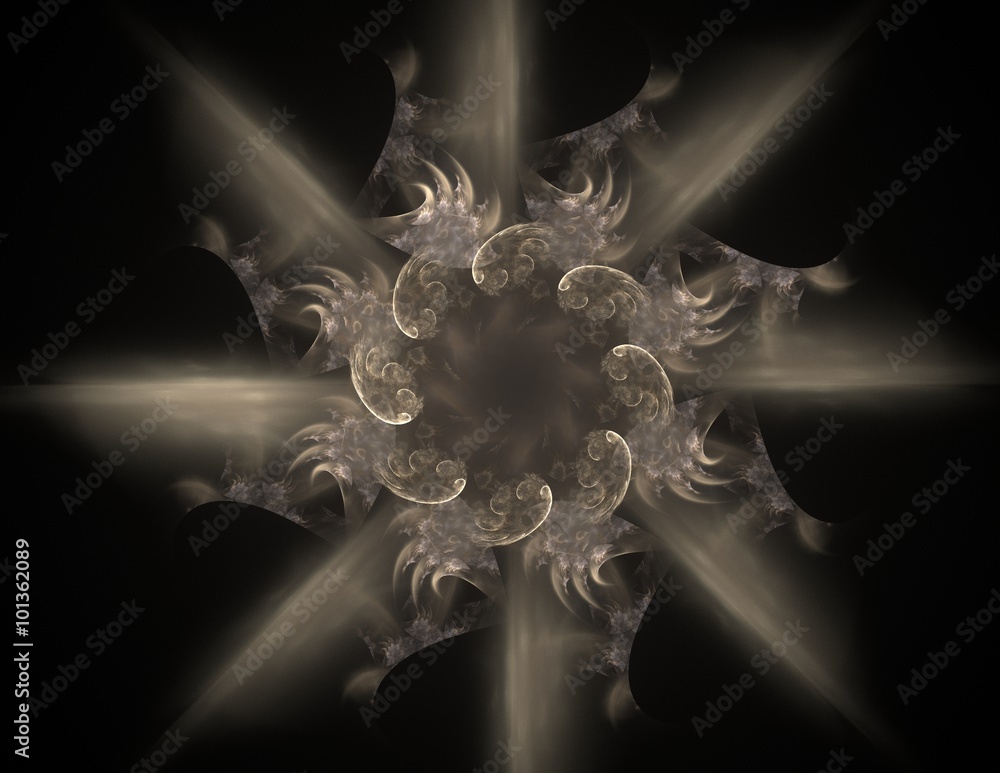 Poster lacy colorful clockwork pattern, digital fractal art design