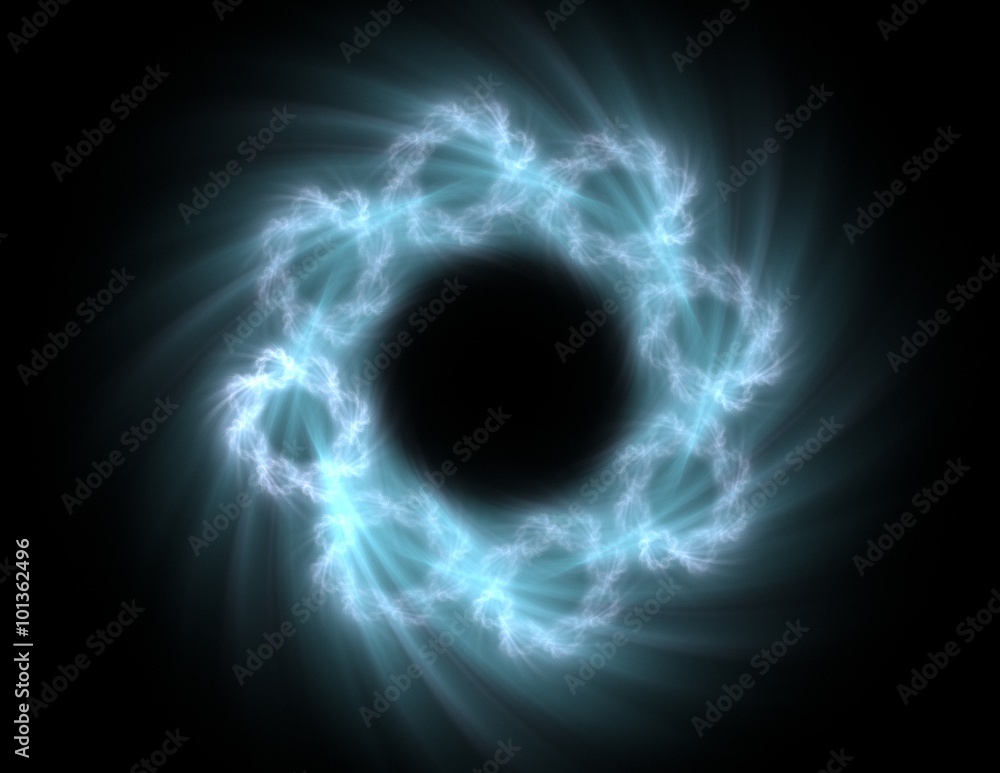 Poster elementary particles series. interplay of abstract fractal forms on the subject of nuclear physics s