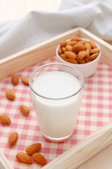 Almond milk with almonds