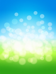 sky and green field abstract illustration background with lights