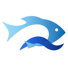 Fish on waves silhouette of the vector