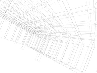Digital graphic background, wireframe 3d room