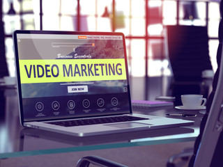 Video Marketing Concept on Laptop Screen.