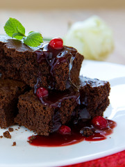 Beautiful chocolate cake with fresh berry .
