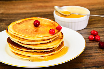 Tasty Pancakes with Cranberry Stack