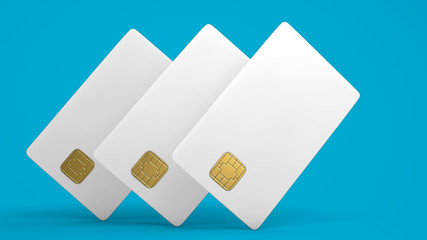 White credit card on blue background