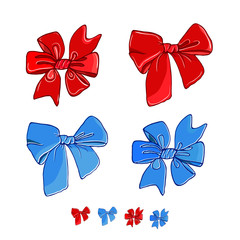 Red and blue bow vector illustration