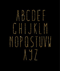 Gold Foil Calligraphy Alphabet.