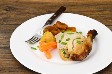 Chicken Ham, Baked with Dried Apricots, Apples and Carrots