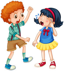 Boy teasing little girl
