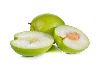 whole and half cut fresh Jujube on white background