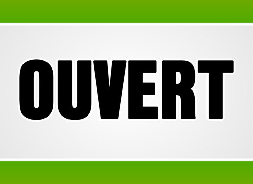 Ouvert Sign In White And Green