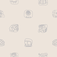Seamless pattern with glyphs of the Mayan writing for your design