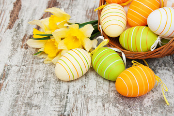 Basket with easter eggs
